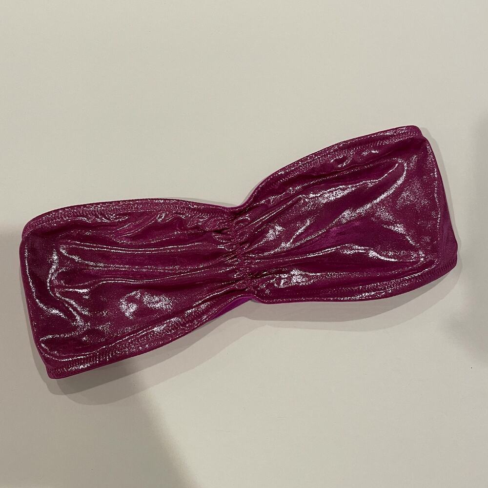 Victoria's Secret PINK Bralette Womens Medium Purple Magenta Shimmer Bandeau Bra